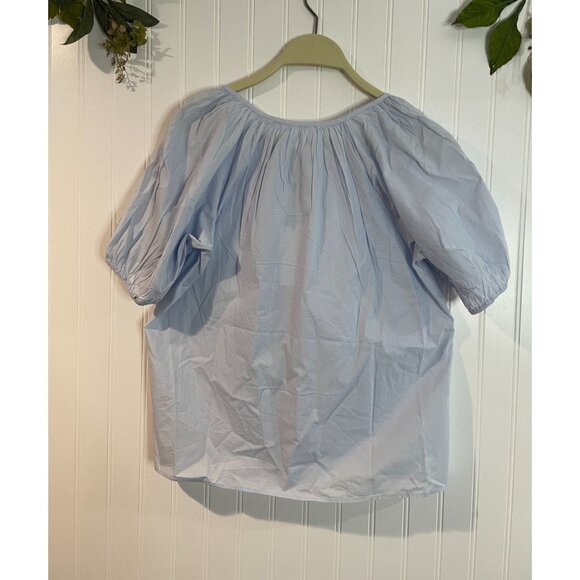 Chelsea & Theodore Light Blue Puff Sleeve Top XS 100% Cotton Made In India - Picture 2 of 12